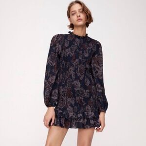 NEW ZARA Floral Smocked Mini Dress